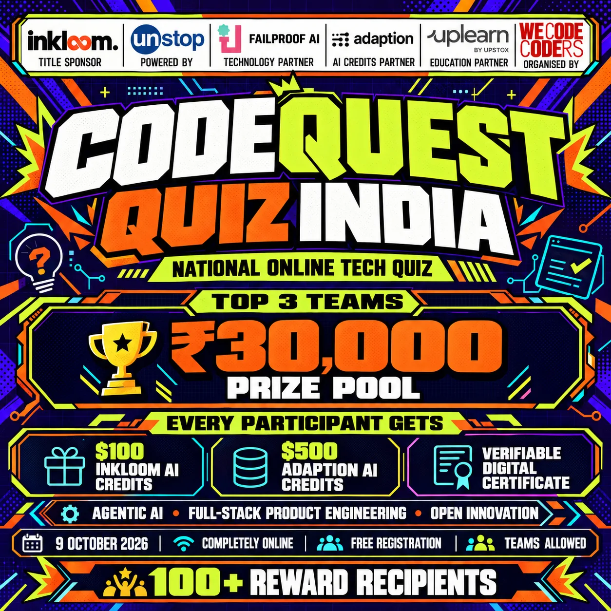 Poster for CodeQuest Quiz India 2026